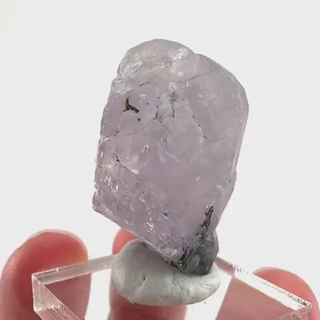 Fluorapatite with Actinolite Inclusions | natural purple crystal, mineral specimen from Pakistan