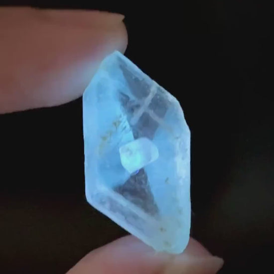 Hourglass Selenite | Phosphorescent UV Reactive Gypsum Crystal from Canada