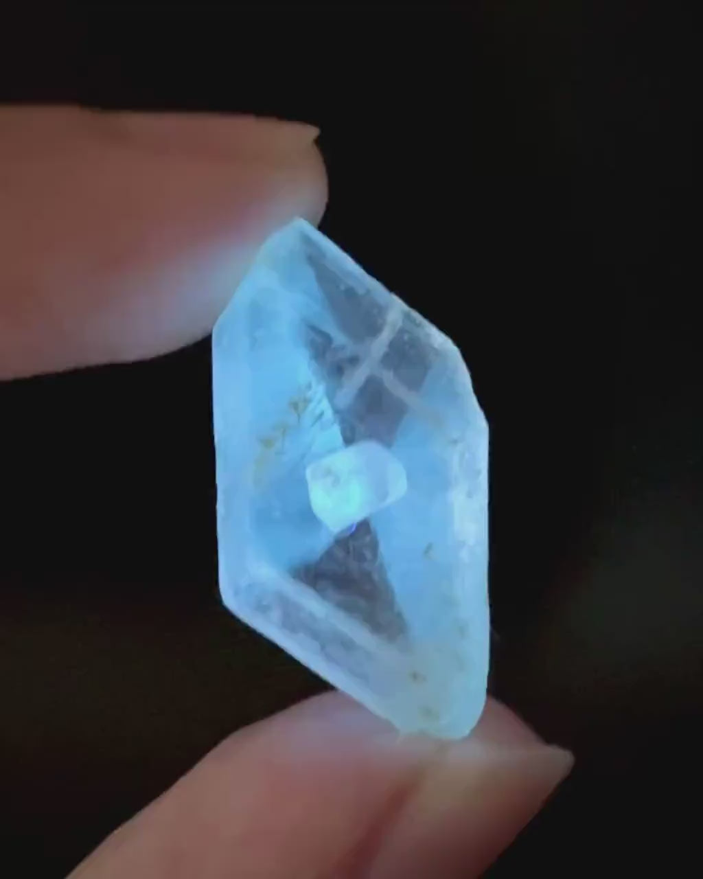 Hourglass Selenite | Phosphorescent UV Reactive Gypsum Crystal from Canada