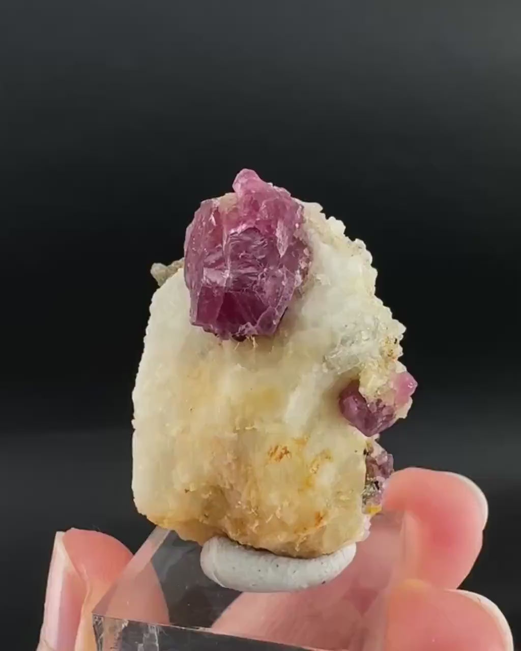 Spinel on Calcite Matrix | Natural red UV reactive crystal, mineral specimen from Afghanistan