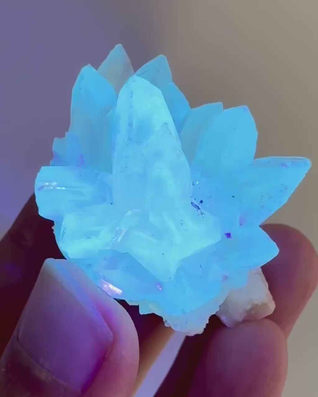 Fluorescent Calcite | UV-reactive raw crystal cluster, natural mineral specimen