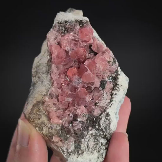 Rhodochrosite on Matrix | natural rhodochrosite crystal, rare mineral specimen from Peru