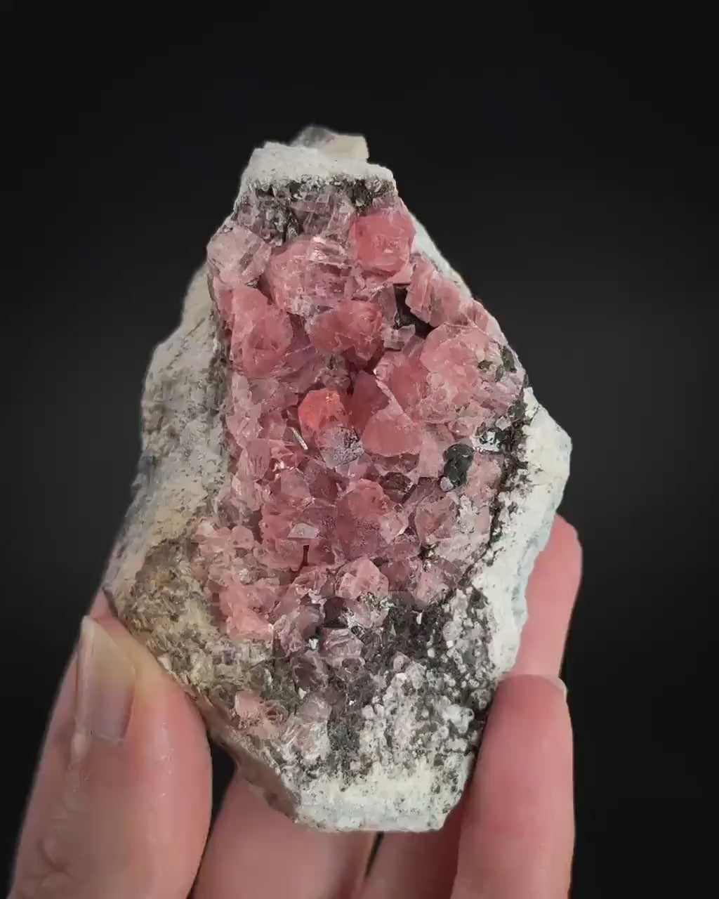 Rhodochrosite on Matrix | natural rhodochrosite crystal, rare mineral specimen from Peru