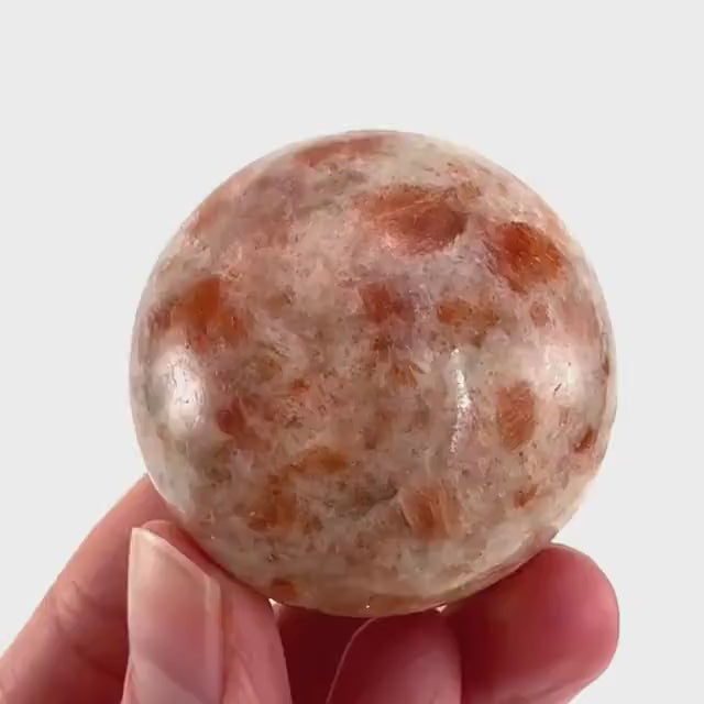 Orange Sunstone Sphere | Polished Flashy Crystal Ball