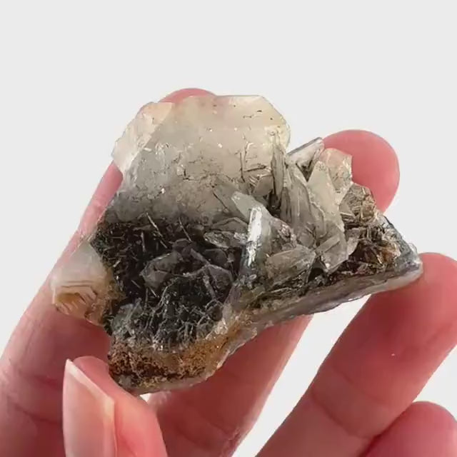 Barite with Stibnite | Crystal cluster, baryte mineral specimen from DR Congo