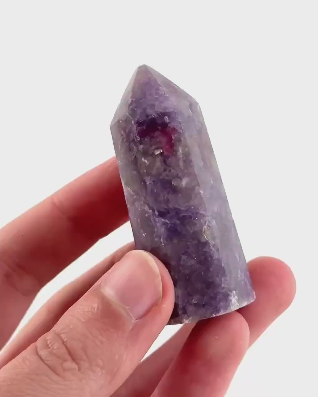 Unicorn Stone Point | polished purple lepidolite & pink tourmaline tower (Heart Chakra)