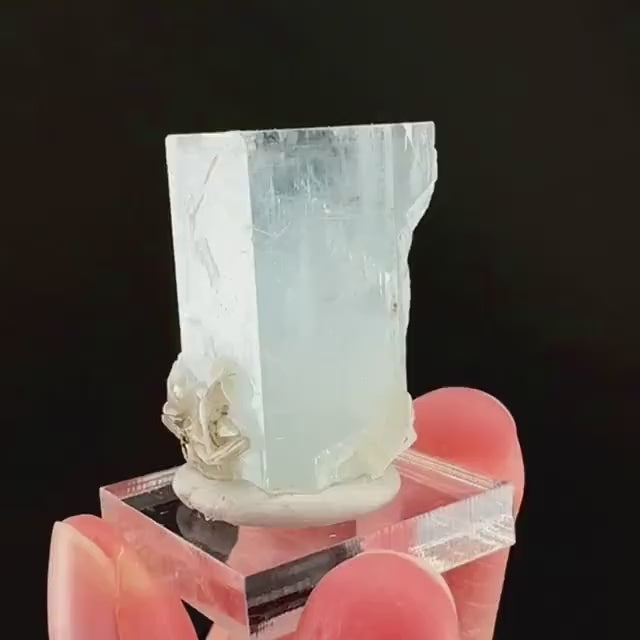 Aquamarine with Muscovite | terminated blue beryl crystal, natural mineral specimen