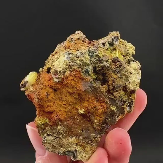 Legrandite | yellow crystal on matrix, rare mineral specimen
