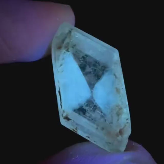 Hourglass Selenite | Phosphorescent UV Reactive Gypsum Crystal from Canada