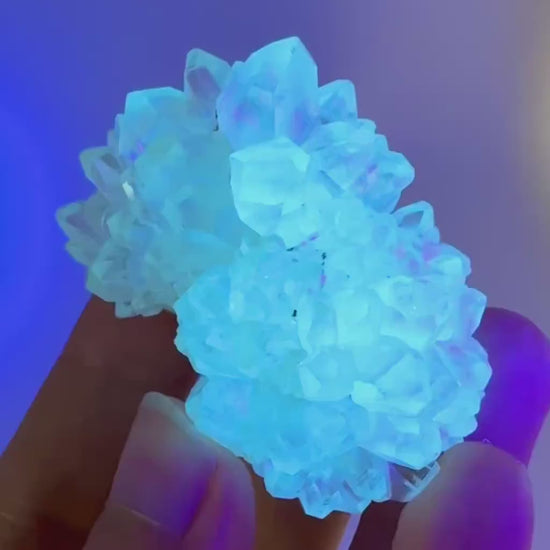 Fluorescent Calcite | UV-reactive raw crystal cluster, natural mineral specimen
