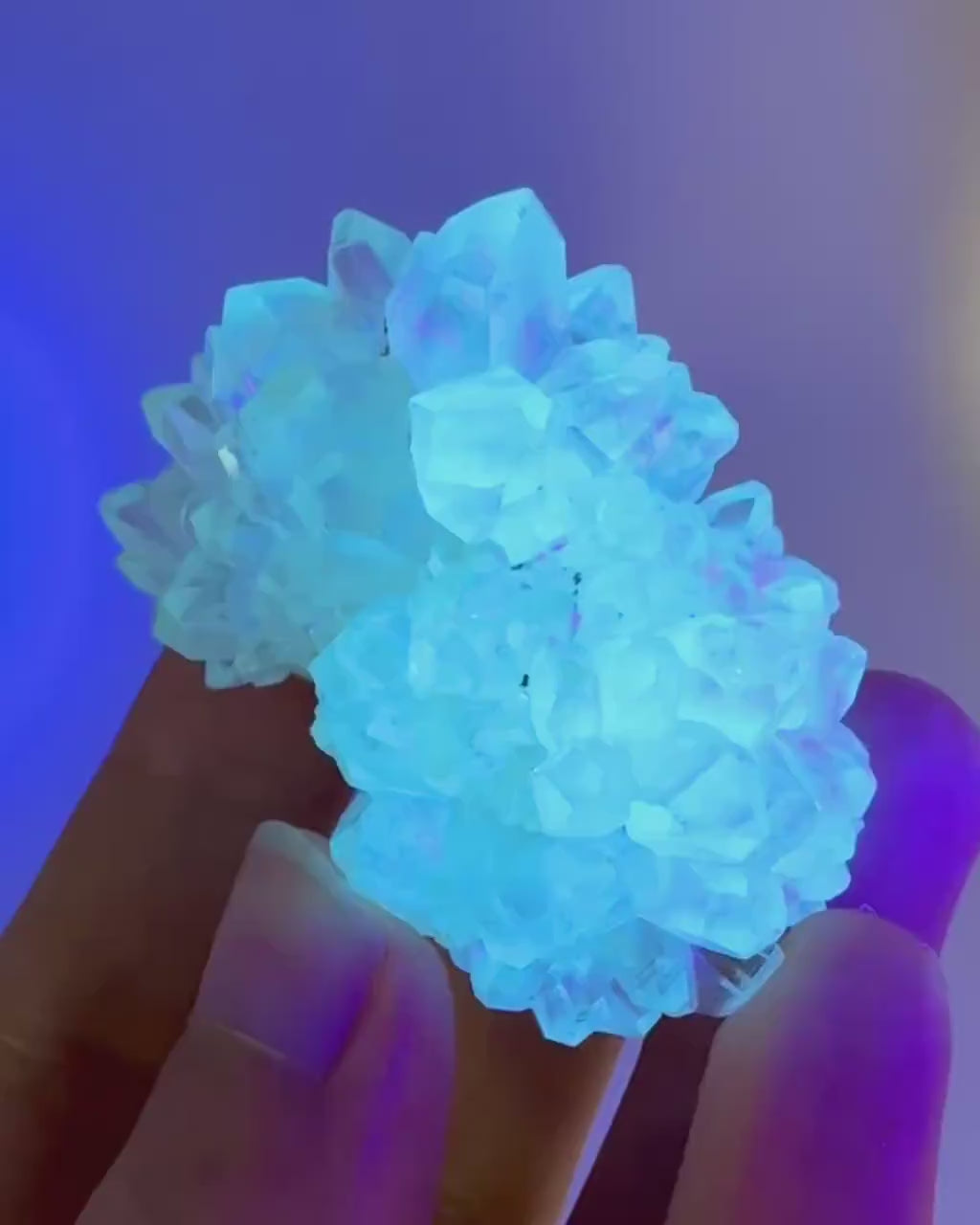 Fluorescent Calcite | UV-reactive raw crystal cluster, natural mineral specimen
