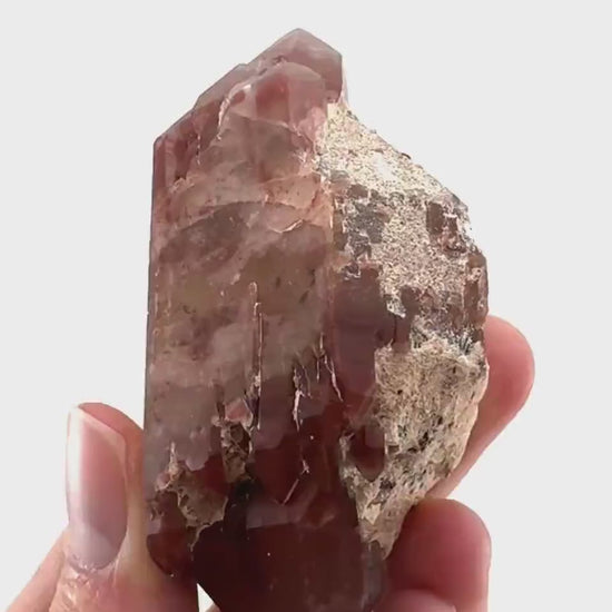 Double Terminated Red Hematite Quartz (Zimbabwe) | fire quartz crystal, red phantom quartz, mineral specimen