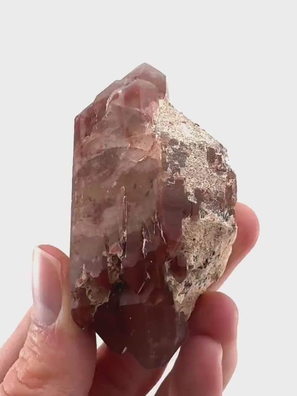 Double Terminated Red Hematite Quartz (Zimbabwe) | fire quartz crystal, red phantom quartz, mineral specimen