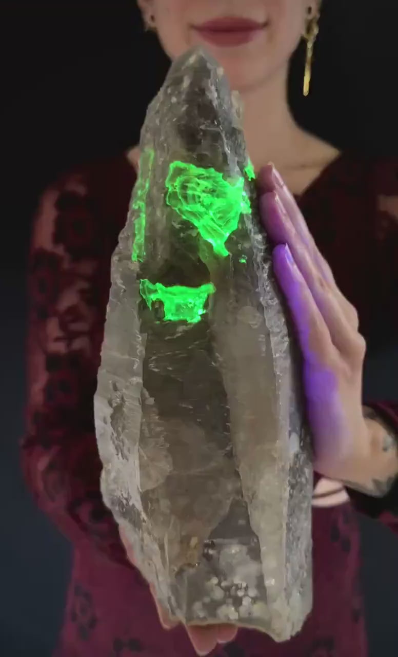 HUGE Smoky Quartz with Hyalite Opal | Crystal Point from Namibia