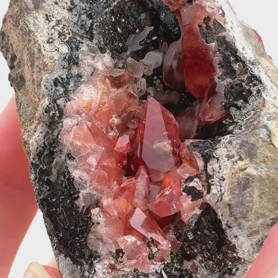 Rhodochrosite on Matrix (Peru) | rhodochrosite crystal, rare crystals, mineral specimen, rare minerals, natural rhodochrosite