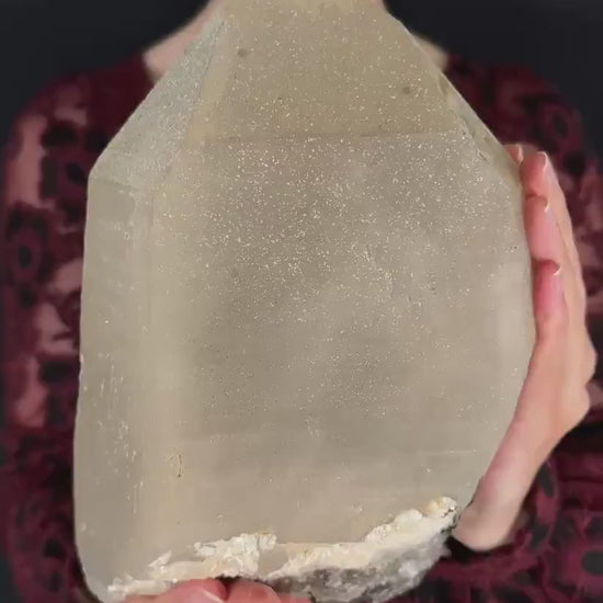 MASSIVE Smoky Quartz with Hyalite Opal | Crystal Point from Namibia