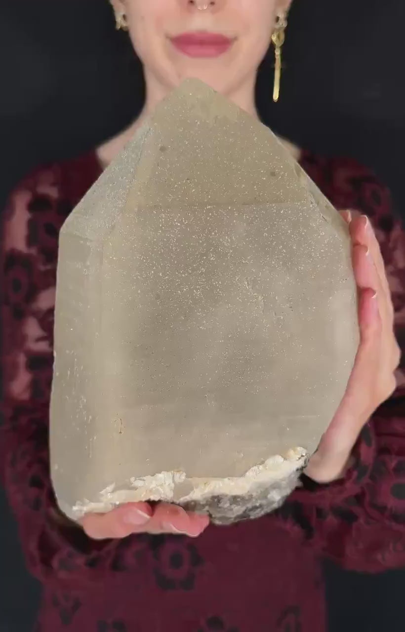 MASSIVE Smoky Quartz with Hyalite Opal | Crystal Point from Namibia