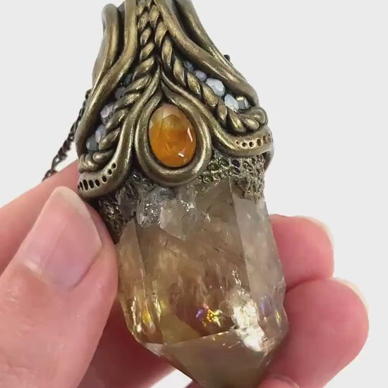 Citrine Necklace, crystal pendant, gemstone necklace
