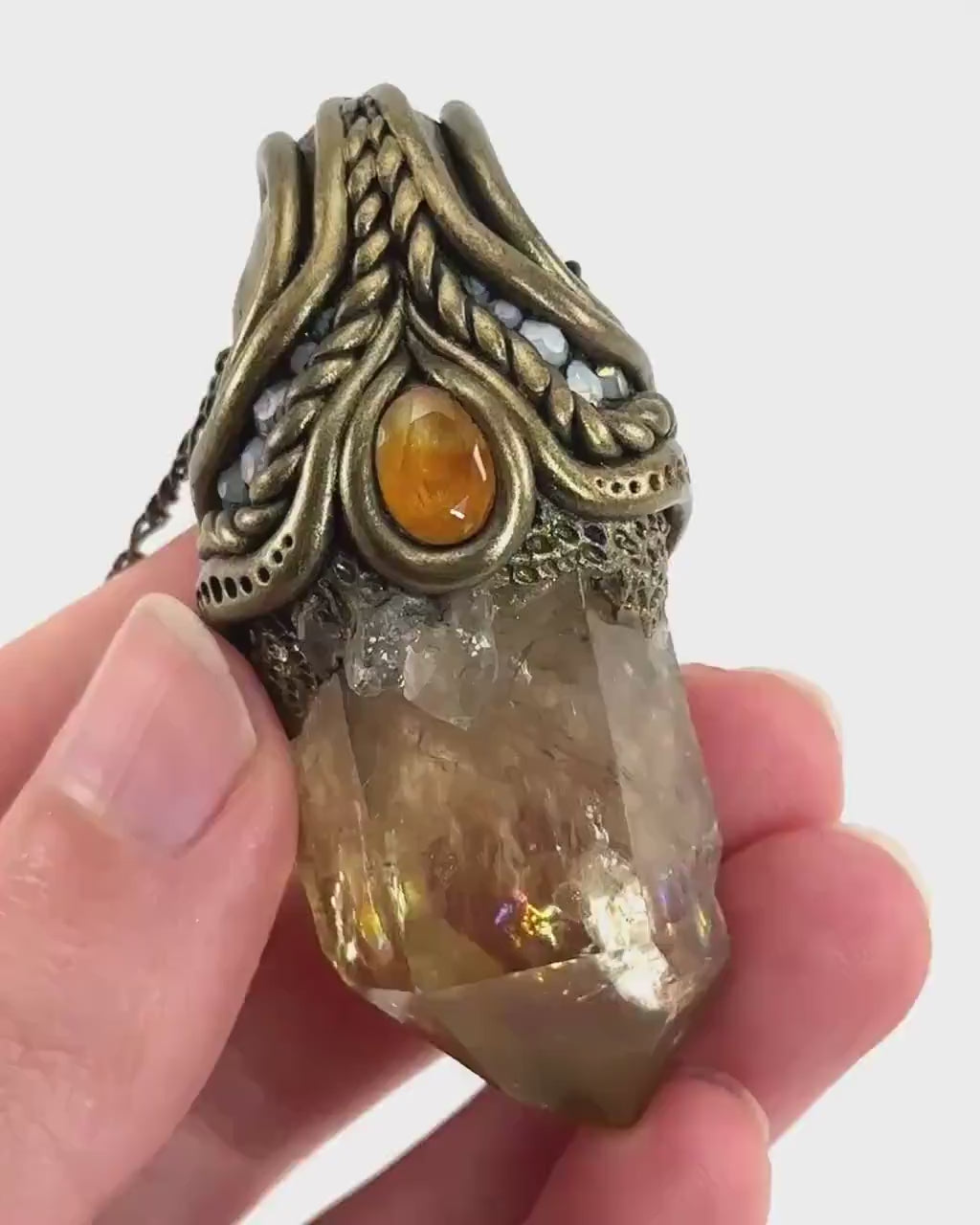 Citrine Necklace, crystal pendant, gemstone necklace