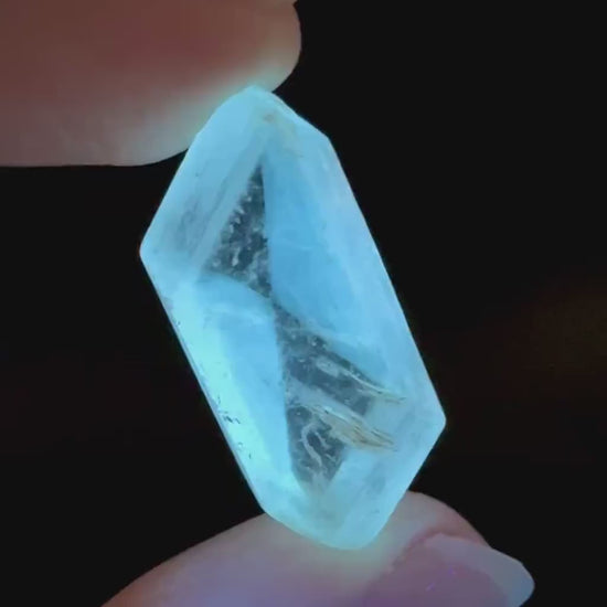 Hourglass Selenite | Phosphorescent UV Reactive Gypsum Crystal from Canada