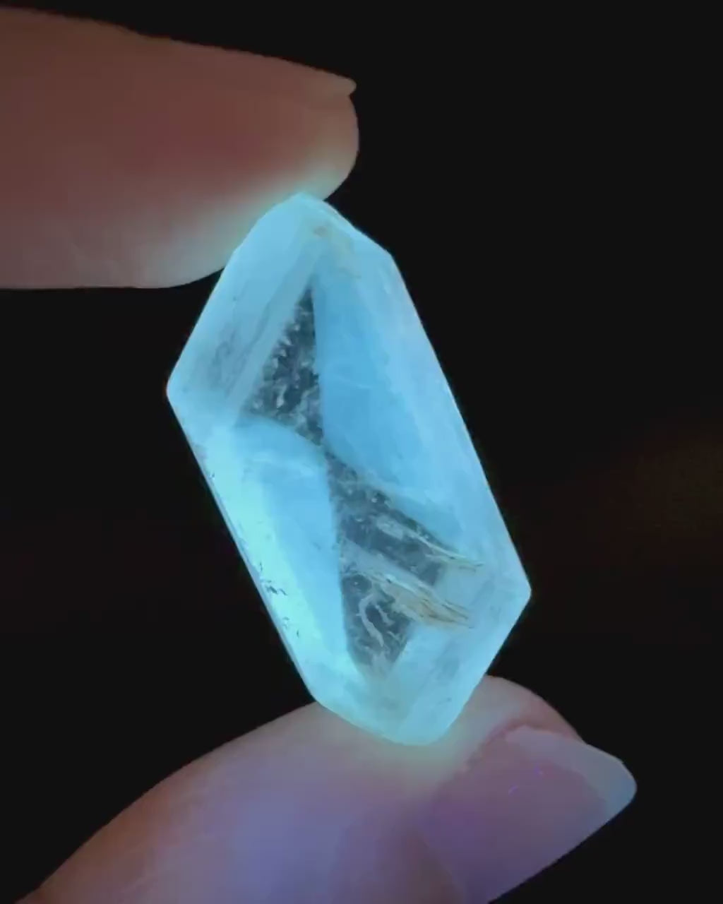 Hourglass Selenite | Phosphorescent UV Reactive Gypsum Crystal from Canada