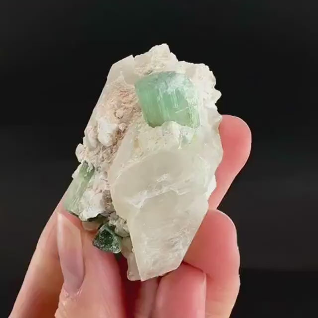 Tourmaline on Quartz | Natural Green Crystal, Mineral Specimen from Pakistan