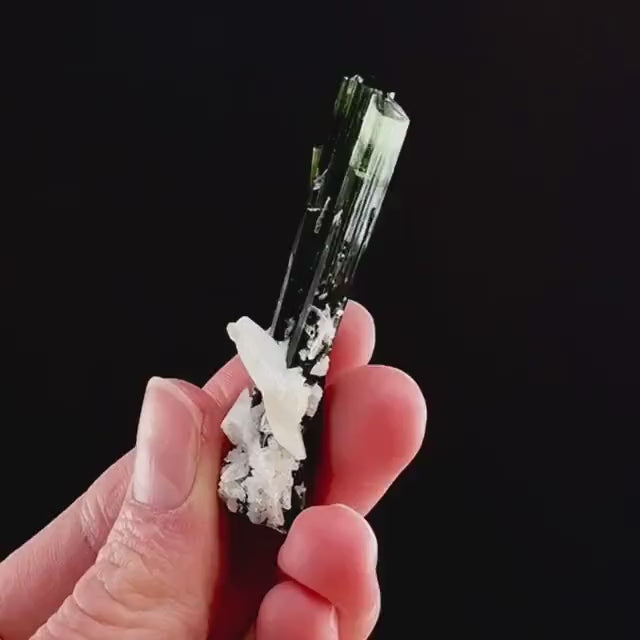Green Cap Tourmaline with Albite (Pakistan) | raw tourmaline, green tourmaline, tourmaline crystal, rare minerals, rare crystals