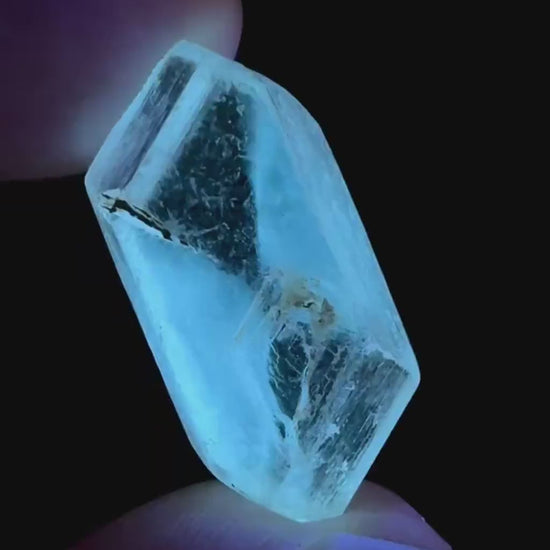 Hourglass Selenite | Phosphorescent UV Reactive Gypsum Crystal from Canada
