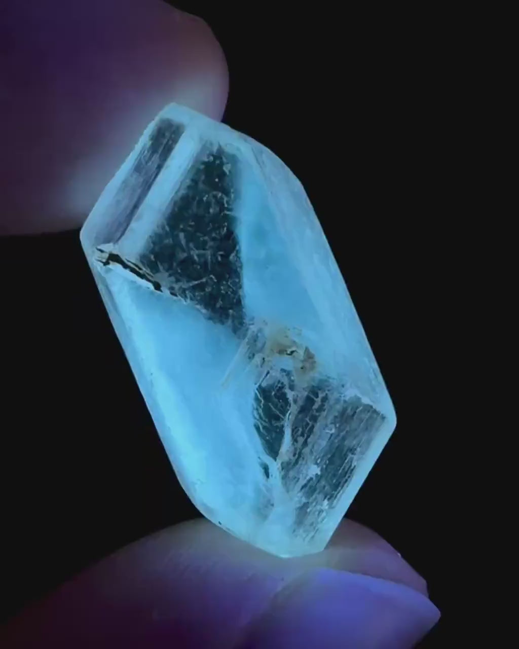 Hourglass Selenite | Phosphorescent UV Reactive Gypsum Crystal from Canada