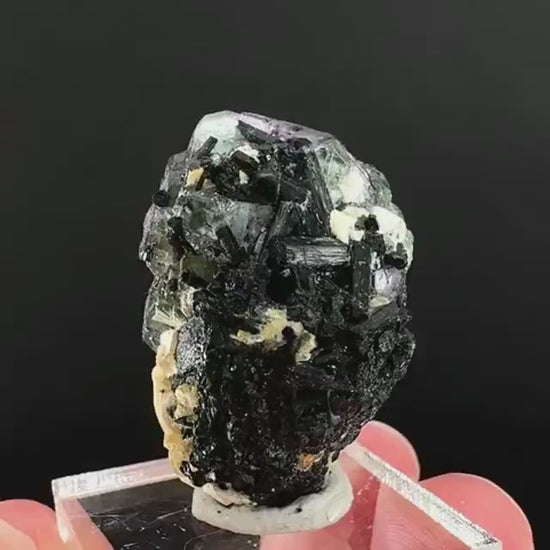 Fluorite w/ Schorl, & Muscovite | Lollipop Pocket, green crystal cluster, mineral specimen from Namibia