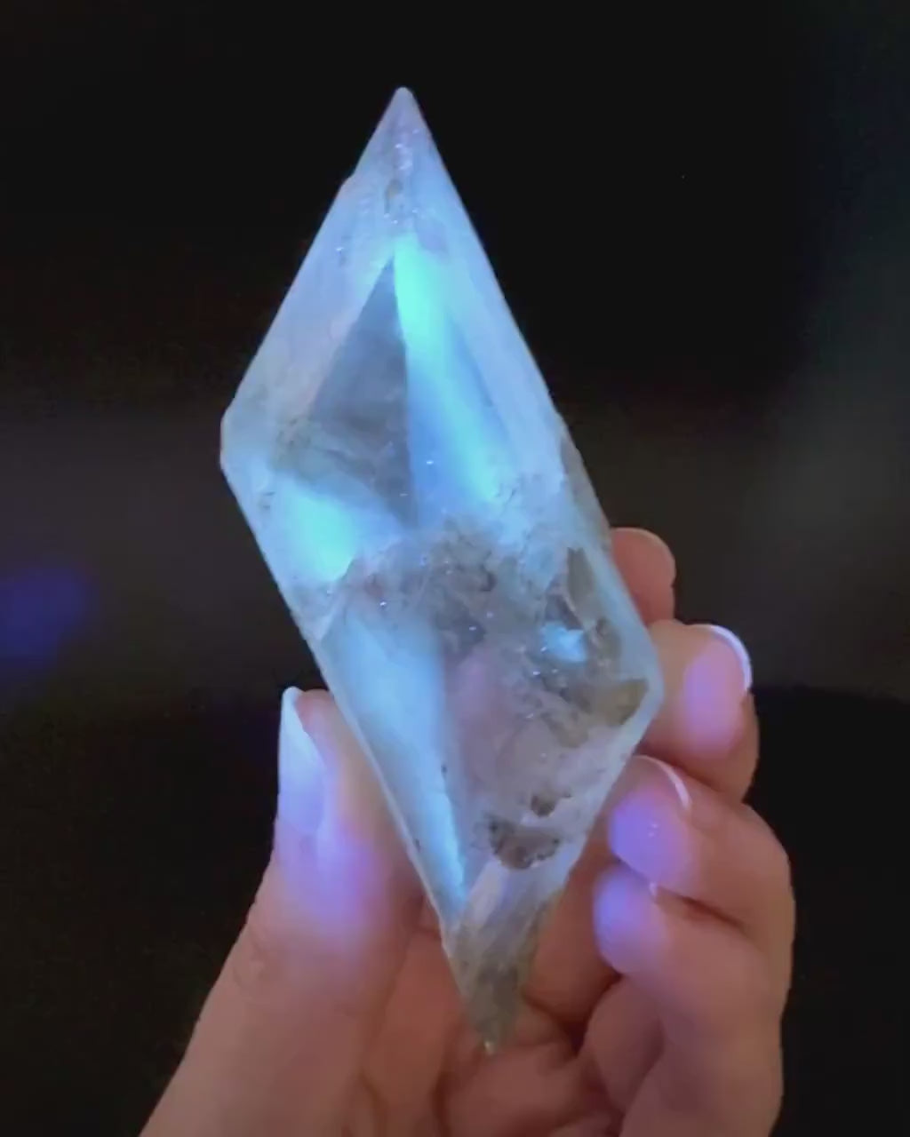 Hourglass Selenite | Phosphorescent UV Reactive Gypsum Crystal from Canada