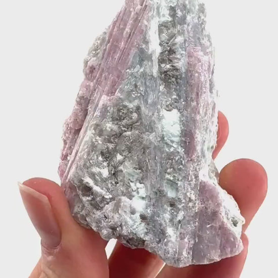 Pink Tourmaline with Lepidolite in Quartz (Namibia), raw tourmaline, rubellite, pink tourmaline, raw lepidolite