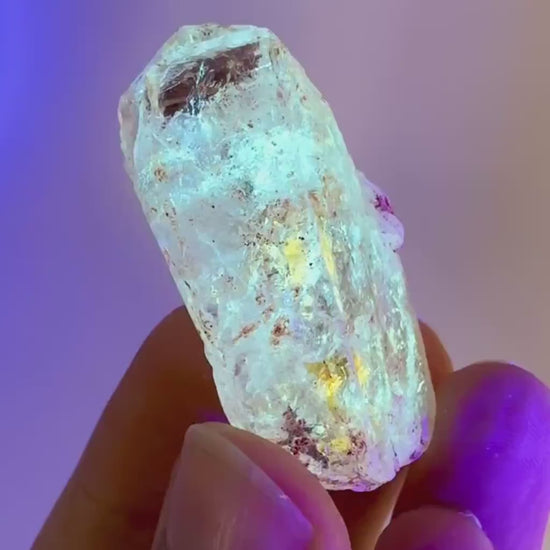 Firefly Petroleum Quartz | UV reactive crystal, fluorescent mineral from Madagascar