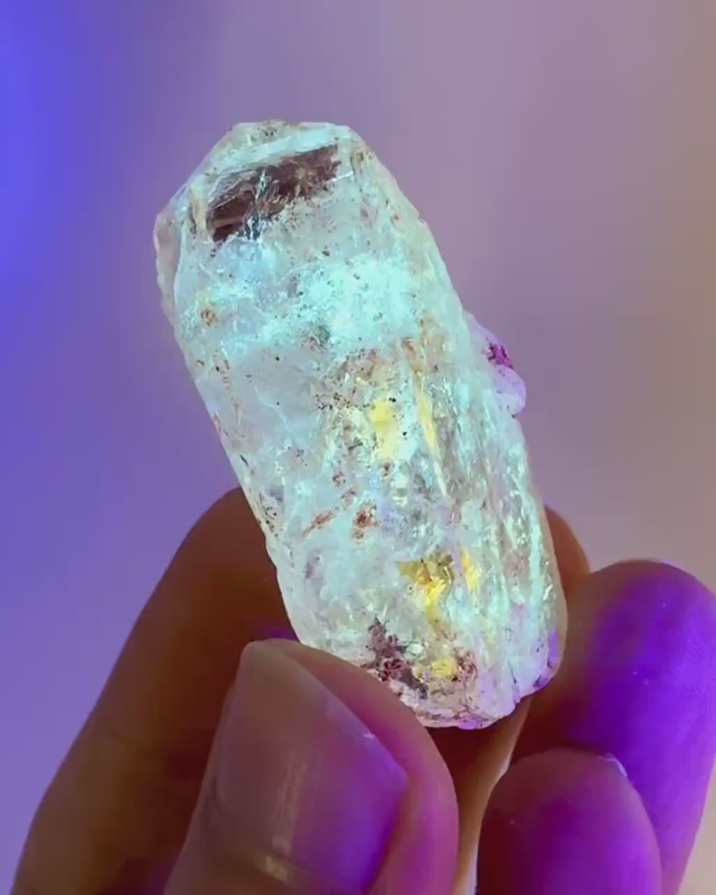 Firefly Petroleum Quartz | UV reactive crystal, fluorescent mineral from Madagascar