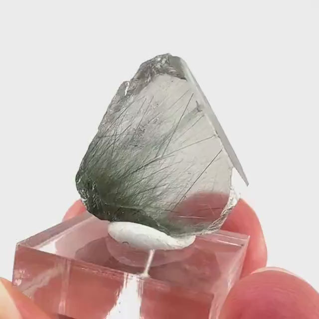 Fluorapatite with Actinolite Inclusions (Pakistan) | terminated apatite crystal, mineral specimen, rare crystals