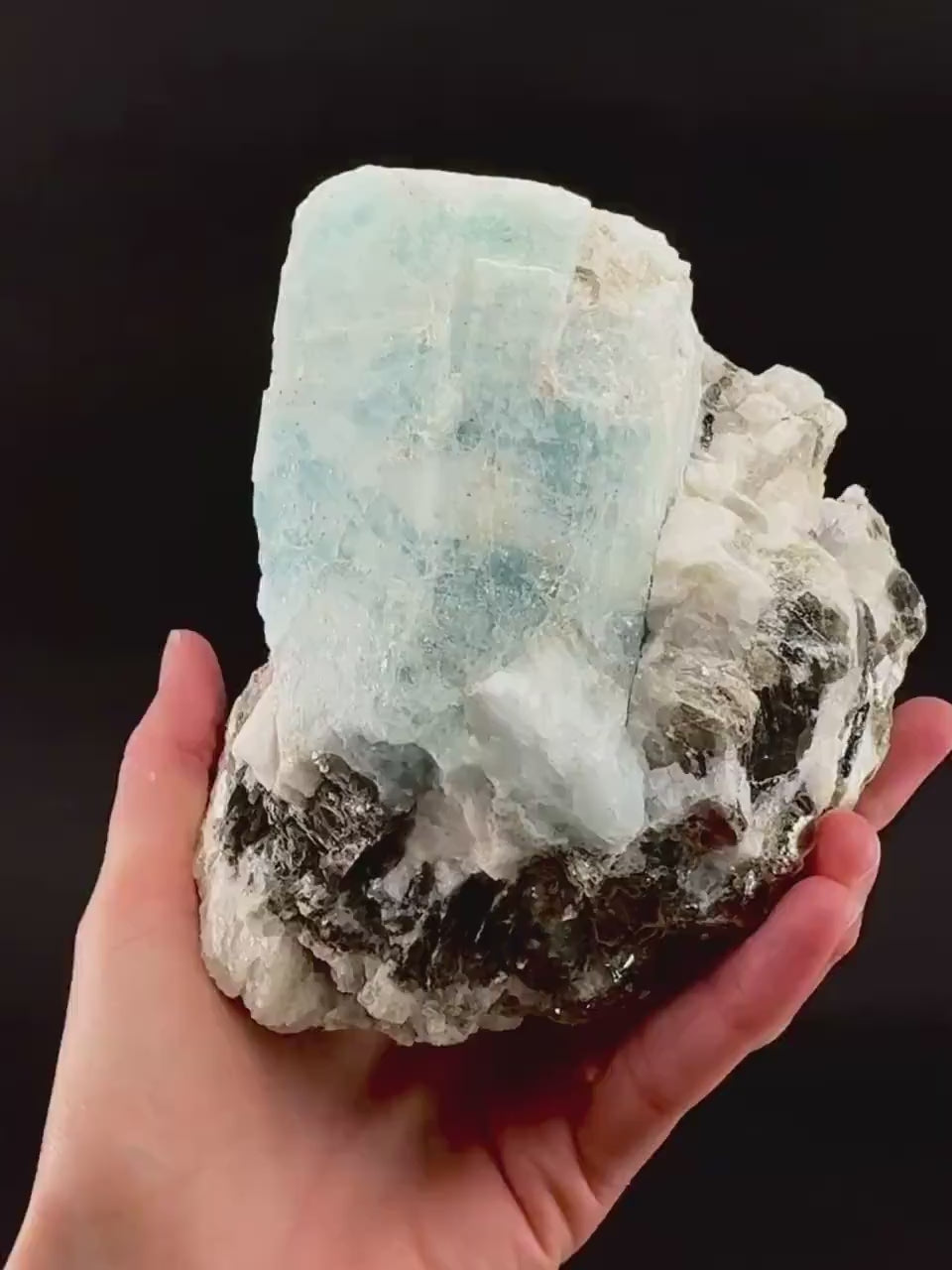 Aquamarine w/ Muscovite & Albite (Pakistan) | natural aquamarine crystal, mineral specimen