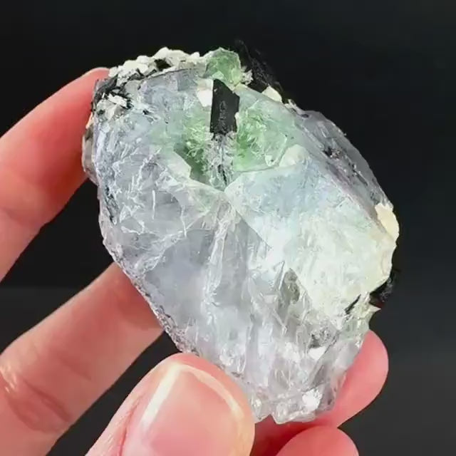 Fluorite w/ Schorl, & Muscovite | Lollipop Pocket, green crystal cluster, mineral specimen from Namibia