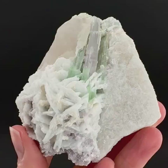 Tourmaline with Lepidolite & Quartz | Natural Green Crystal, Mineral Specimen from Pakistan