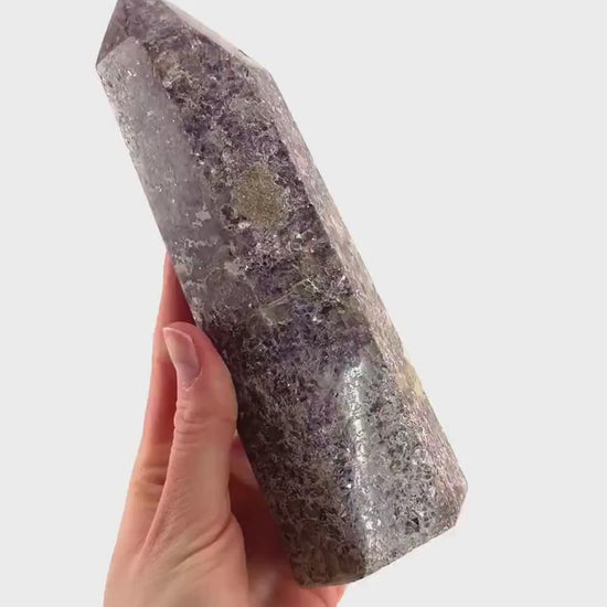 XL Polished lepidolite point, lepidolite wand, lepidolite crystal, crystal point