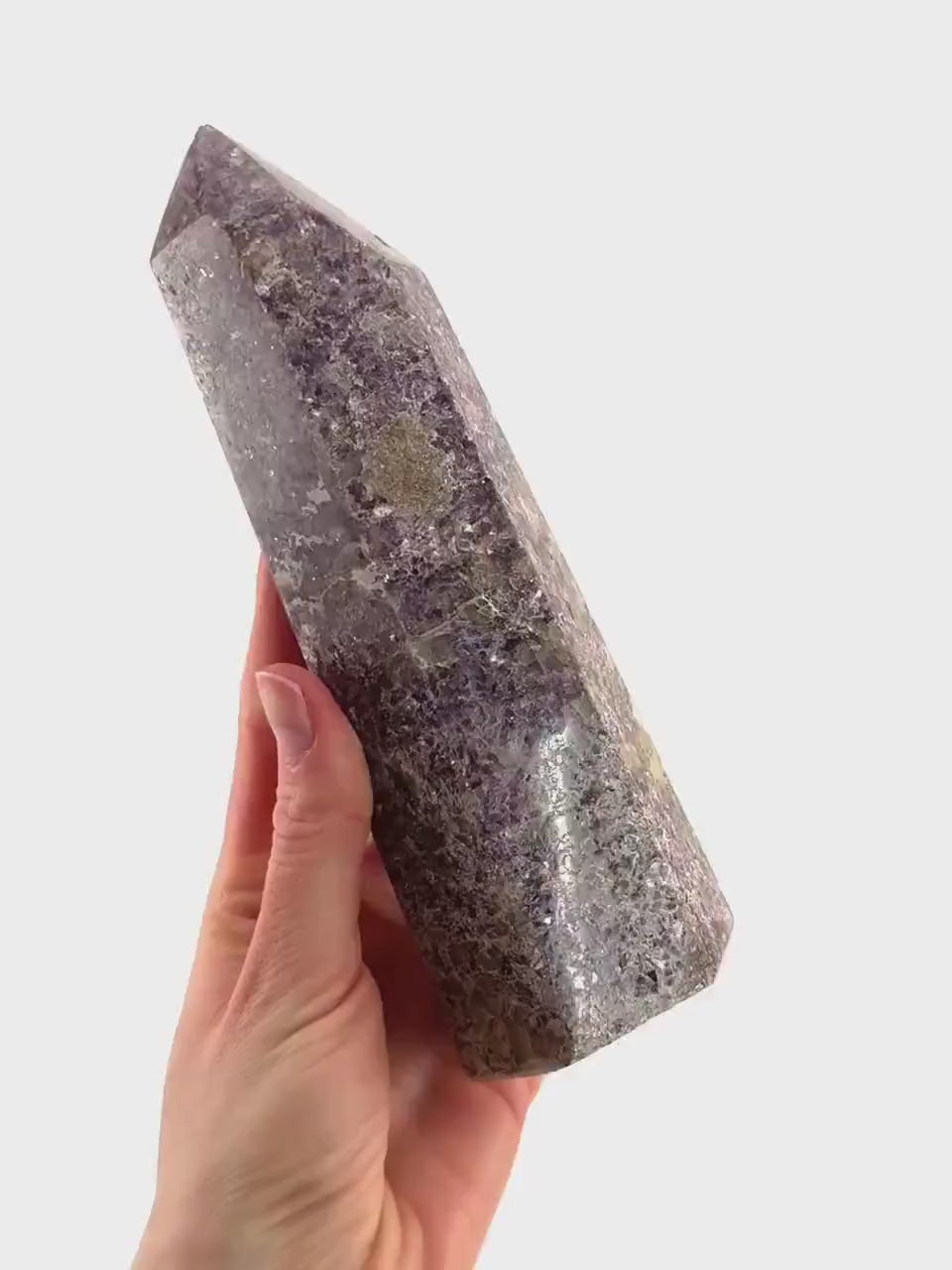 XL Polished lepidolite point, lepidolite wand, lepidolite crystal, crystal point