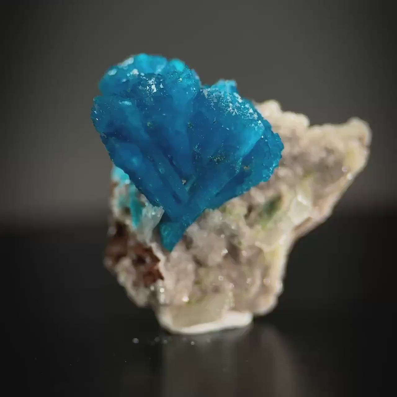 Deep Blue Cavansite on Matrix | crystal cluster, mineral specimen