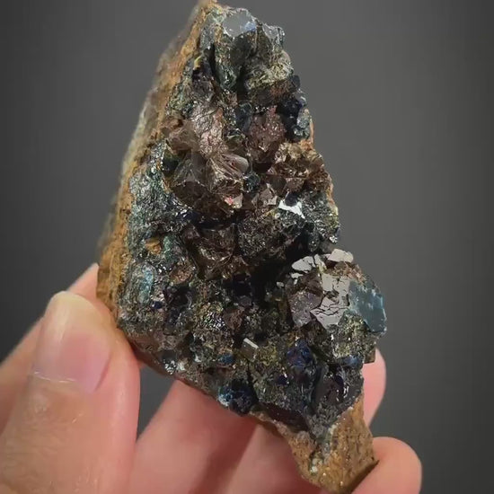 Lazulite with Siderite | blue crystal, rare mineral specimen from Canada