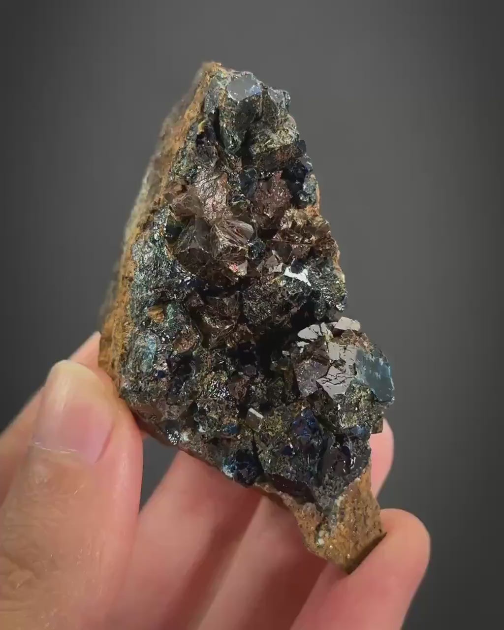 Lazulite with Siderite | blue crystal, rare mineral specimen from Canada