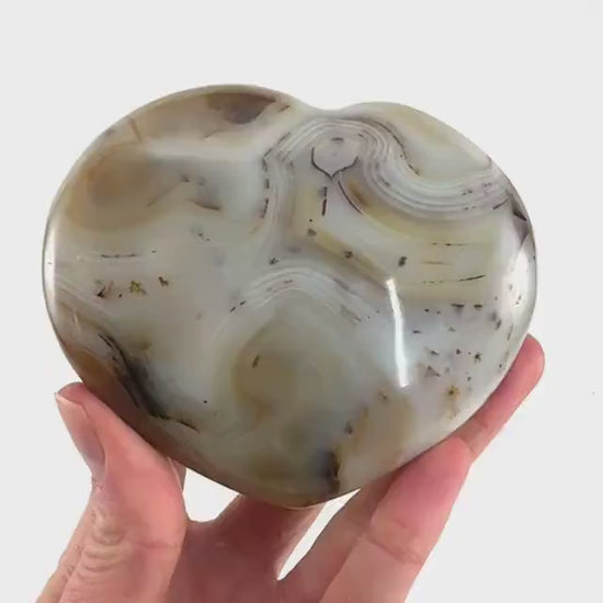 Dendritic agate heart, dendritic agate, crystal heart, dendritic agate palm stone