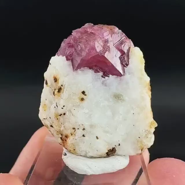 Spinel on Calcite Matrix | Natural red UV reactive crystal, mineral specimen from Afghanistan