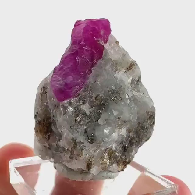 Ruby on Matrix | Natural crystal cluster, UV reactive, raw mineral specimen (Pakistan)