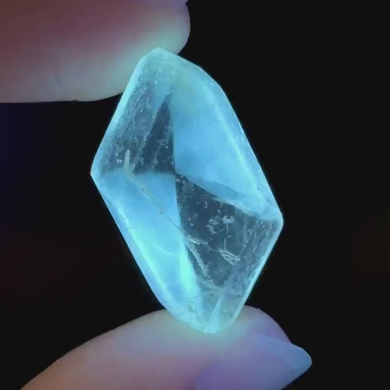 Hourglass Selenite | Phosphorescent UV Reactive Gypsum Crystal from Canada