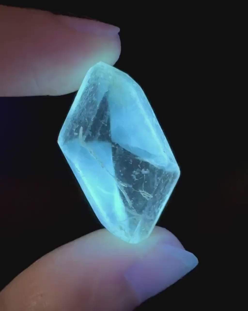 Hourglass Selenite | Phosphorescent UV Reactive Gypsum Crystal from Canada