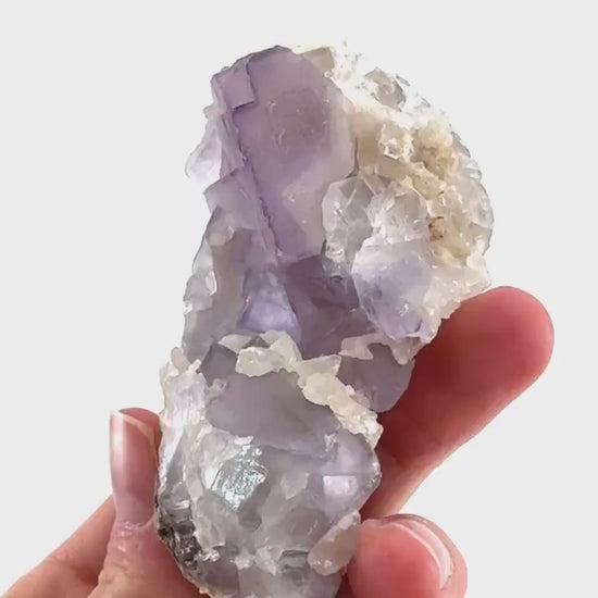 Purple Fluorite w/ Calcite (Pakistan) | purple fluorite crystal cluster, mineral specimen