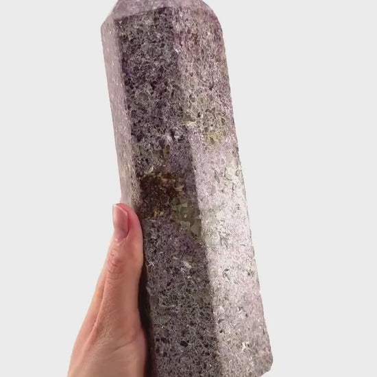 XL Polished lepidolite point, lepidolite wand, lepidolite crystal, crystal point